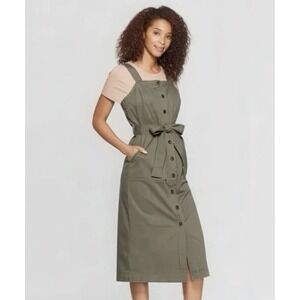 Universal Thread Olive Green Button-Down Dress with Belt utility dress size M